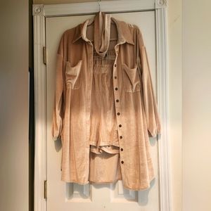 Velvet short suit/Shirt Dress